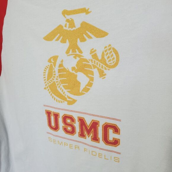 USMC Marines Semper Fidelis Baseball Tee Size XL Red White Sun International - Picture 4 of 10